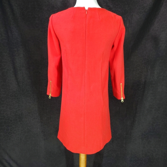J. Crew Shift Dress Red with Zipper Accents Size 00P Holiday Classic Preppy - Picture 3 of 11